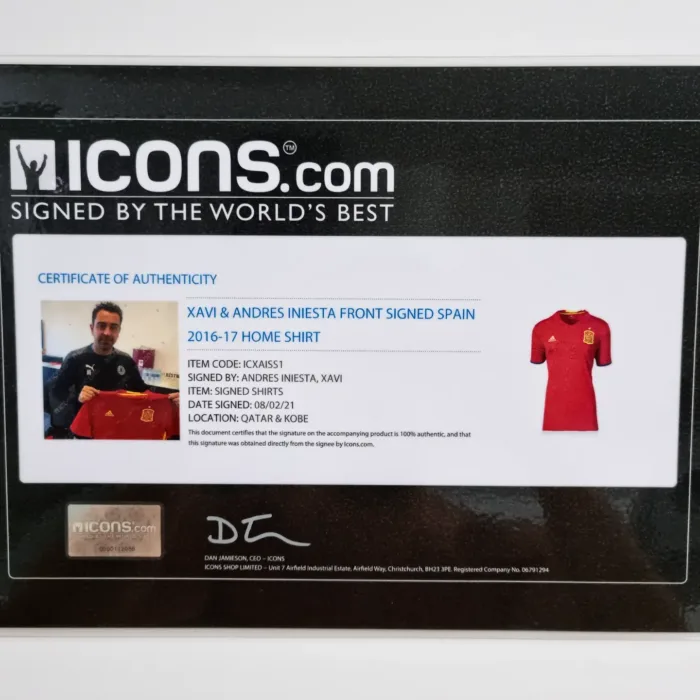 Spain Jersey Signed by Andres Iniesta & Xavi Hernandez - Image 3